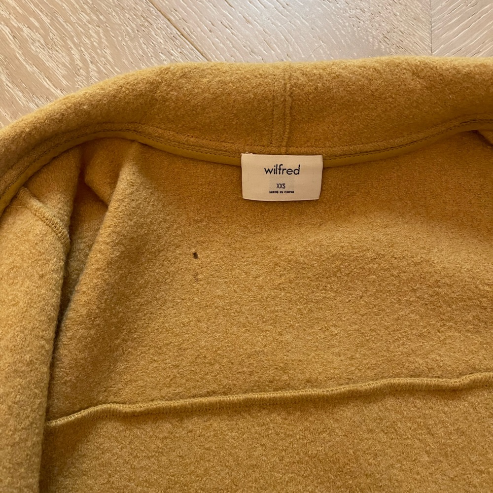 Aritzia Wilfred Wool Open Front Wide Sleeve Collared Coat In Gold - Picture 7 of 11
